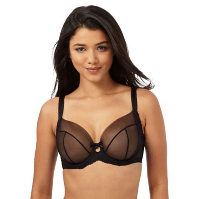 Gorgeous DD+ Black mesh lace trim balcony bra